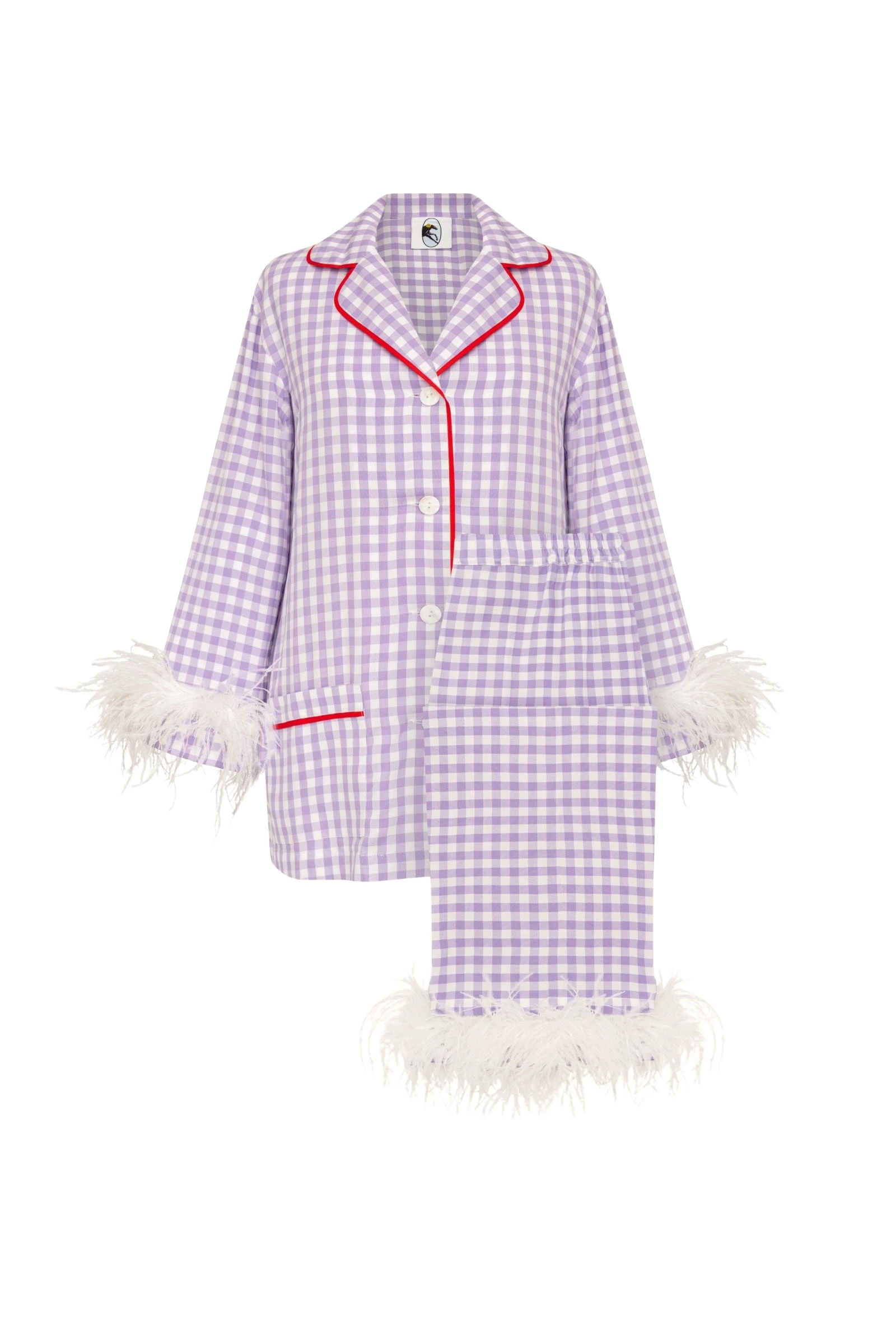 The Sleeper Iconic Party Pajama Suit with Feathers