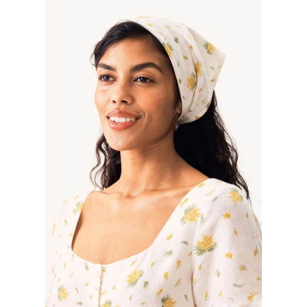 The Sleeper Marseille Linen Mini Dress with headscarf in Mimosa, view 4