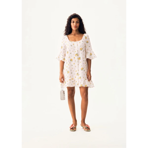 The Sleeper Marseille Linen Mini Dress with headscarf in Mimosa, view 5