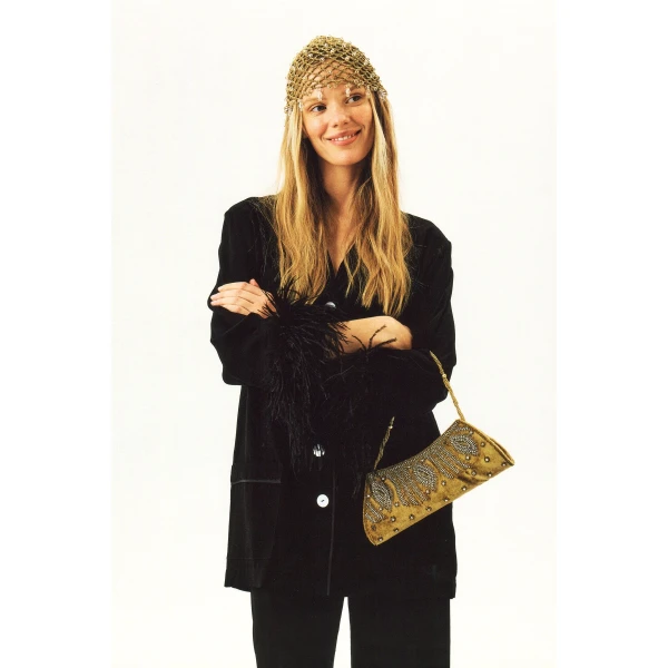 The Sleeper Party Pajamas Set with Detachable Feathers in Black, view 3