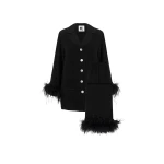 The Sleeper Party Pajamas Set with Detachable Feathers in Black