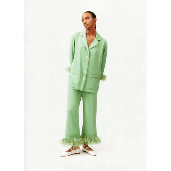 The Sleeper Party Pajamas Set with Detachable Feathers in Mint, view 4