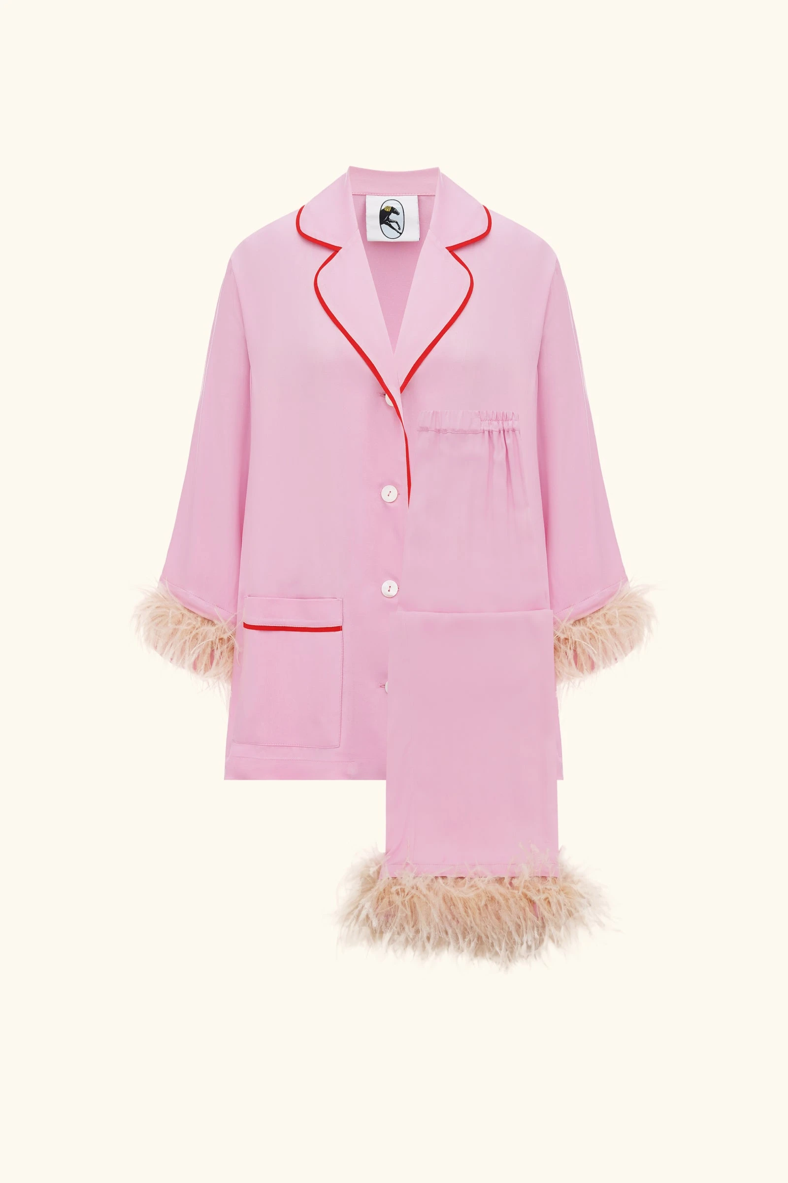 The Sleeper Party Pajamas Set with Detachable Feathers in Pink