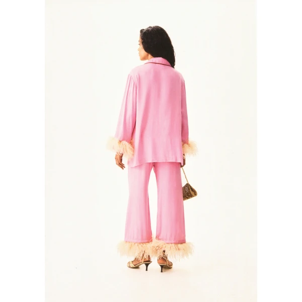 The Sleeper Party Pajamas Set with Detachable Feathers in Pink, view 4