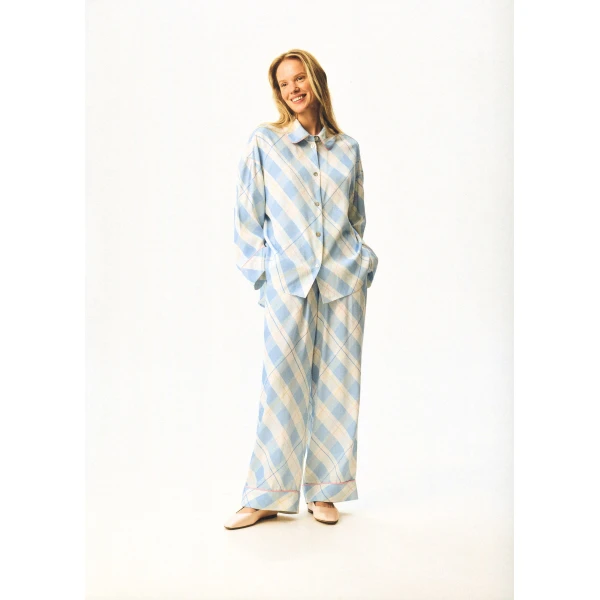 The Sleeper Pastelle Oversized Pants in Blue Plaid, view 3