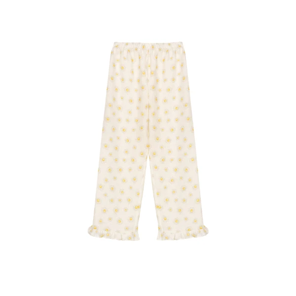 The Sleeper Puff Linen Lounge Pants with Headscarf in Daisies