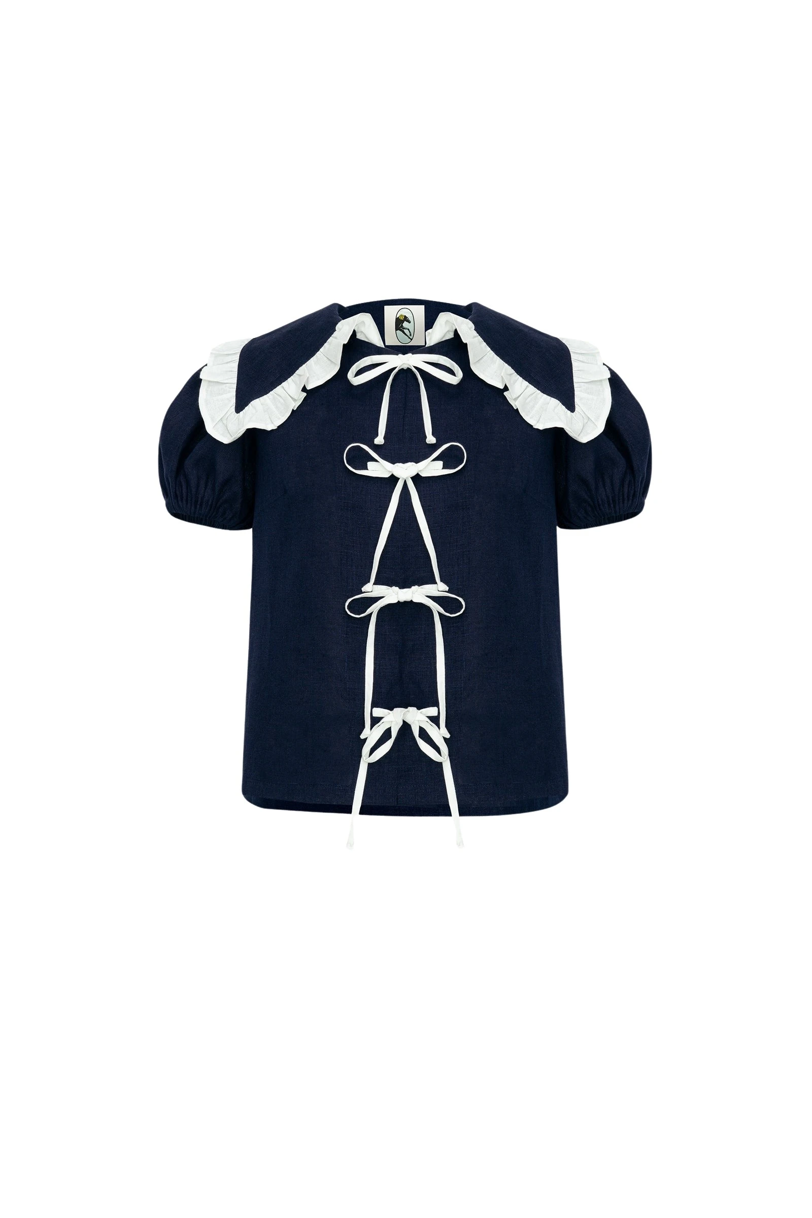Sleeper-Puff-Linen-Lounge-Shirt-in-Navy91170_nobg The Sleeper Puff Linen Lounge Shirt in Navy