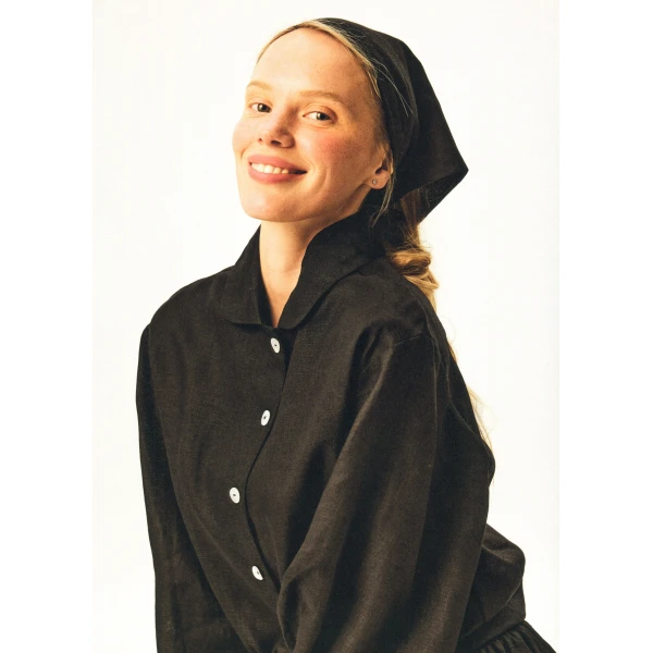 The Sleeper Rumba Linen Lounge Set with Headscarf in Black, view 2