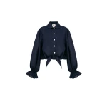 The Sleeper Rumba Linen Lounge Shirt in Navy