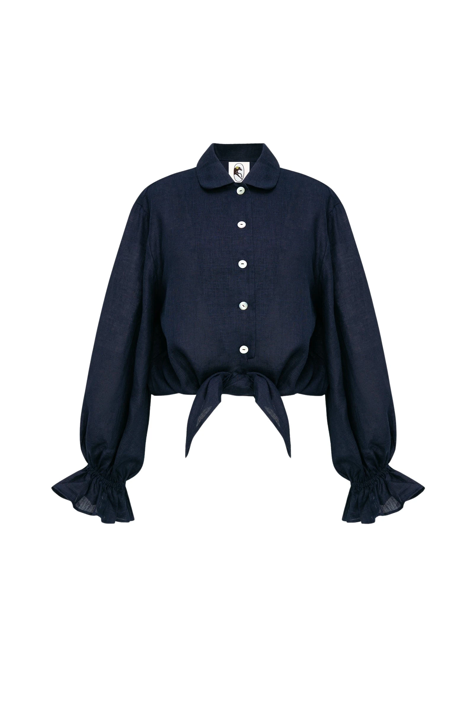 Sleeper-Rumba-Linen-Lounge-Shirt-in-Navy89896_nobg The Sleeper Rumba Linen Lounge Shirt in Navy