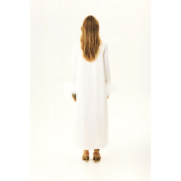 The Sleeper Suzi Maxi Dress With Detachable Feathers in White, view 4