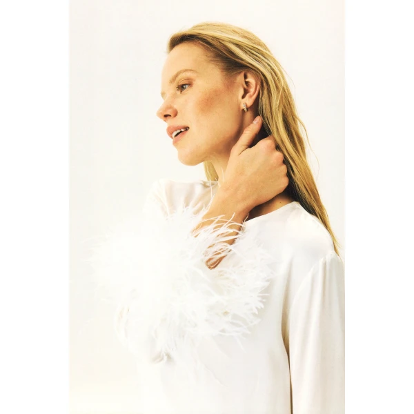 The Sleeper Suzi Maxi Dress With Detachable Feathers in White, view 5