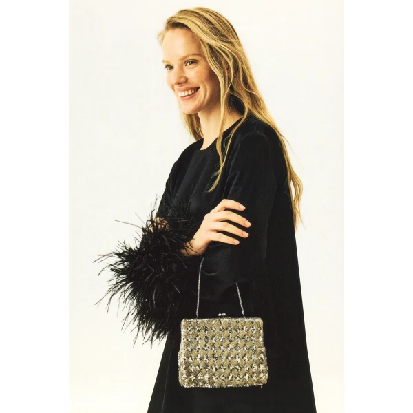 The Sleeper Suzi Maxi Dress with Detachable Feathers in Black, view 4