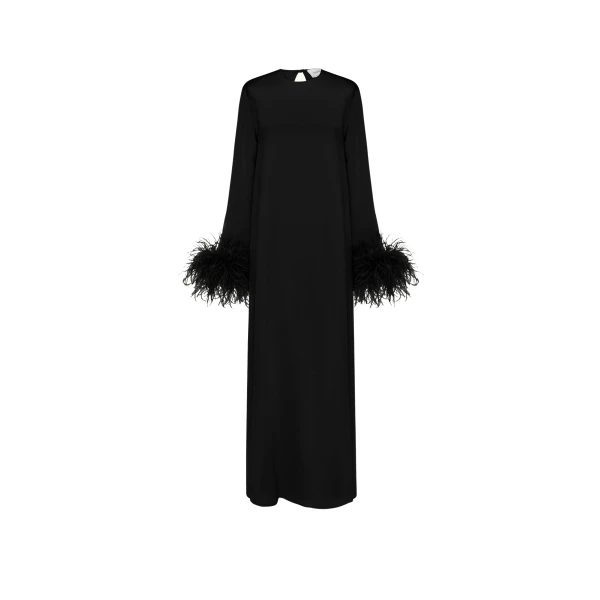 The Sleeper Suzi Maxi Dress with Detachable Feathers in Black