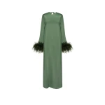 The Sleeper Suzi Maxi Dress with Detachable Feathers in Green