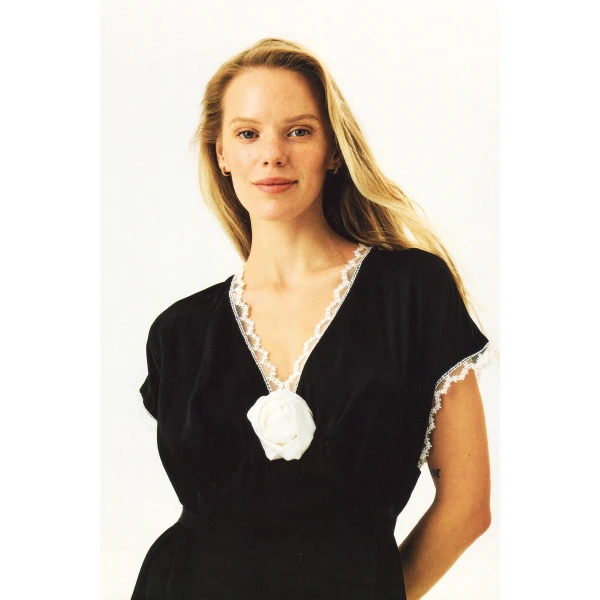 The Sleeper The Genus Rosa Satin Dress in Black, view 2