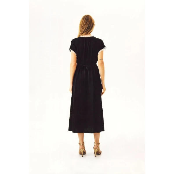 The Sleeper The Genus Rosa Satin Dress in Black, view 5