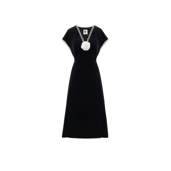 The Sleeper The Genus Rosa Satin Dress in Black