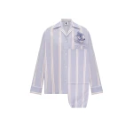 The Sleeper The Rose Cotton Pajama Set in Blue Stripes