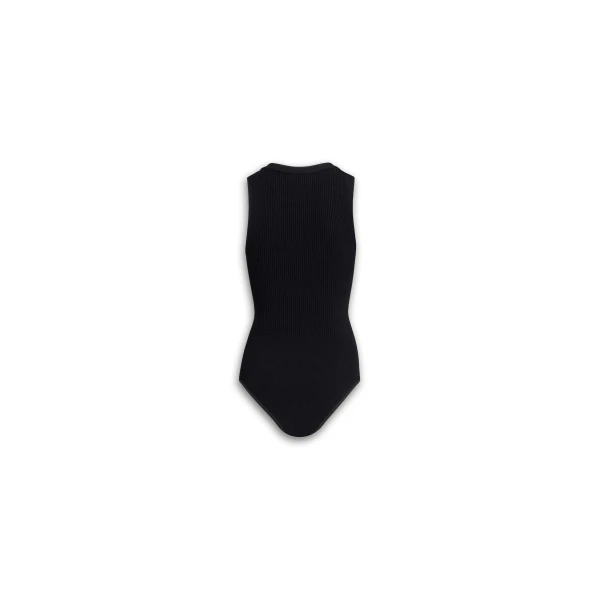 Alaïa Sleeveless Ribbed Knit Bodysuit - ALAÏA Tops - Laser Cut Luxury - Shop at Luxury Shoes 