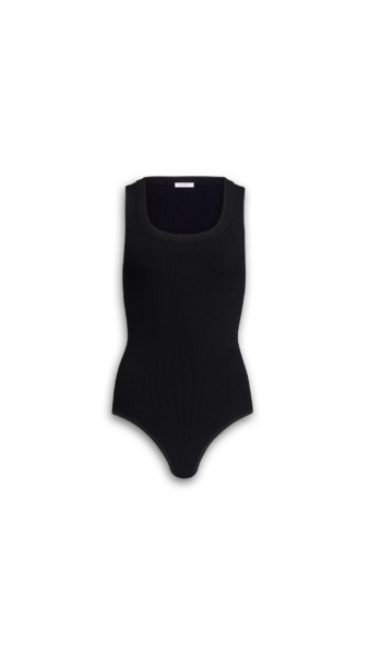 Alaïa Sleeveless Ribbed Knit Bodysuit - ALAÏA Tops - Laser Cut Luxury - Shop at Luxury Shoes 