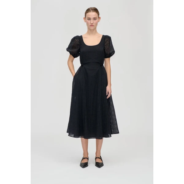 Stine Goya Adjustable Waist Voluminous Midi Dress in Checkered Organza, view 2