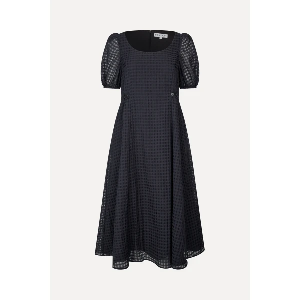 Stine Goya Adjustable Waist Voluminous Midi Dress in Checkered Organza, view 6