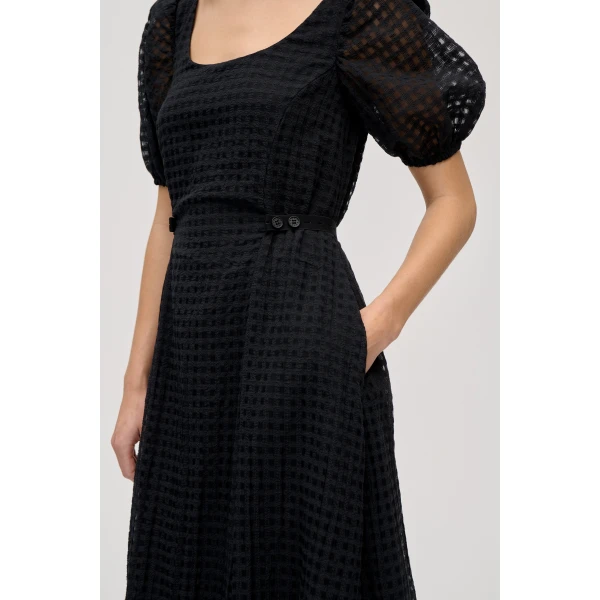 Stine Goya Adjustable Waist Voluminous Midi Dress in Checkered Organza, view 3