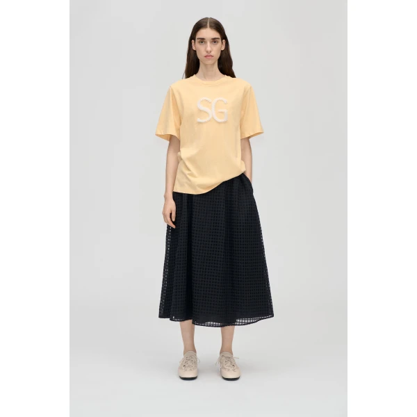 Stine Goya Adjustable Waist Voluminous Midi Skirt in Checkered Organza, view 2