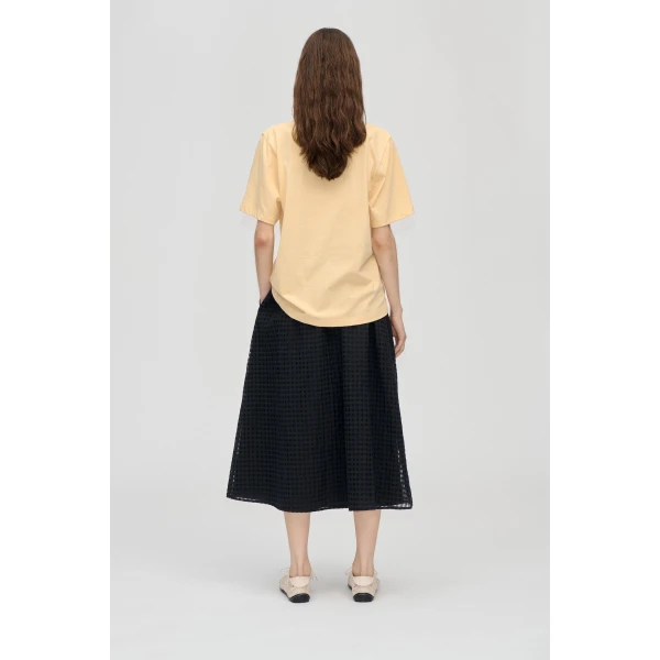 Stine Goya Adjustable Waist Voluminous Midi Skirt in Checkered Organza, view 4