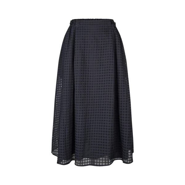 Stine Goya Adjustable Waist Voluminous Midi Skirt in Checkered Organza