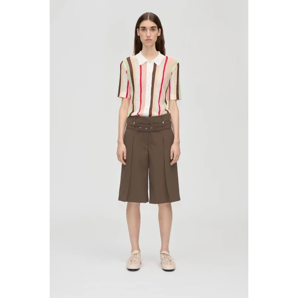 Stine Goya Belted Tailored Bermuda in Chicory Coffee Shorts, view 2