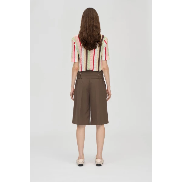Stine Goya Belted Tailored Bermuda in Chicory Coffee Shorts, view 4