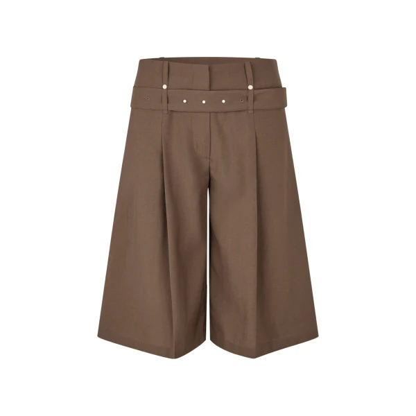 Stine Goya Belted Tailored Bermuda in Chicory Coffee Shorts