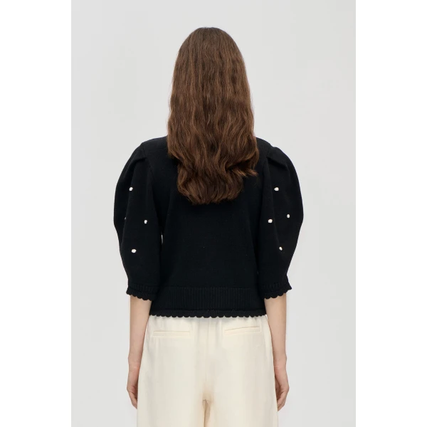 Stine Goya Bobble Knit Polo Cardigan in Midnight Bobbles, view 4