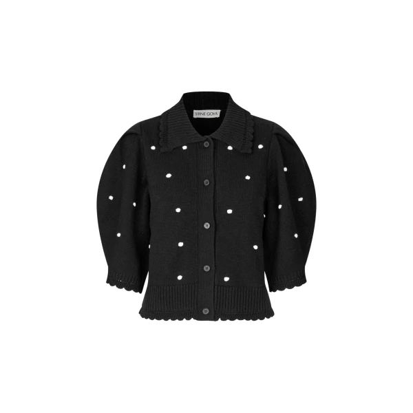 Stine Goya Bobble Knit Polo Cardigan in Midnight Bobbles