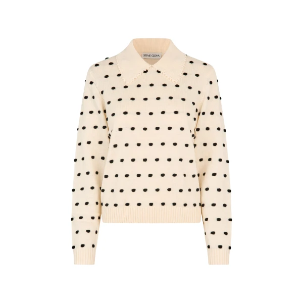 Stine Goya Bobble Polo Collar Sweater in Sunlight Bobbles