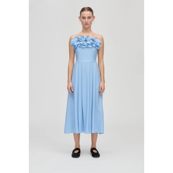 Stine Goya Bustier Dress With Flower Details in Bel Air Blue, view 2