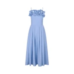 Stine Goya Bustier Dress With Flower Details in Bel Air Blue