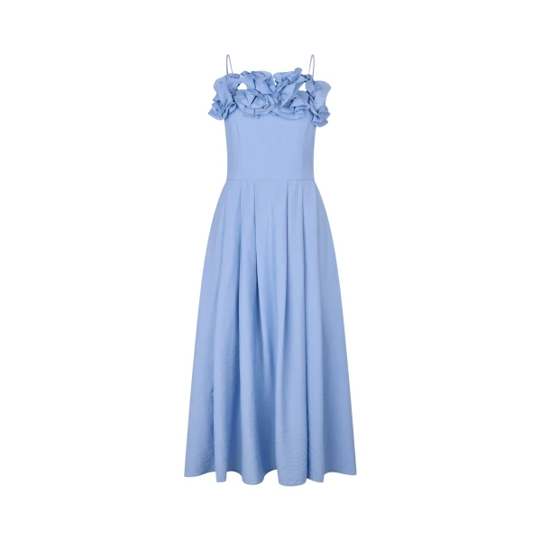 Stine Goya Bustier Dress With Flower Details in Bel Air Blue