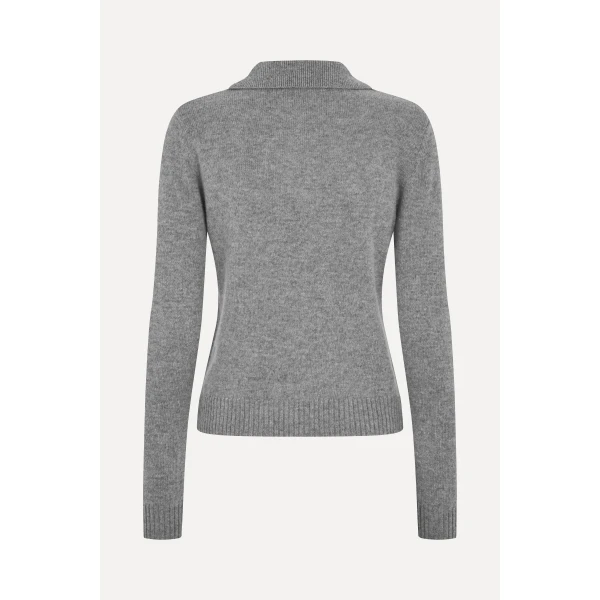 Stine Goya Button Up Long Sleeve Polo Knit in Flint Gray, view 3