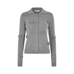 Stine Goya Button Up Long Sleeve Polo Knit in Flint Gray