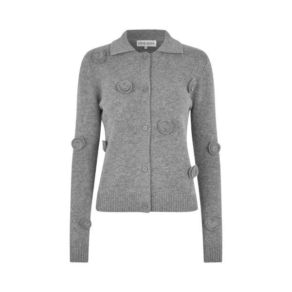 Stine Goya Button Up Long Sleeve Polo Knit in Flint Gray