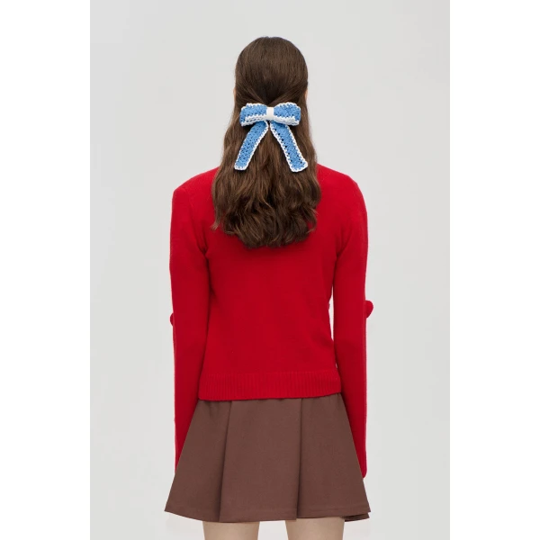 Stine Goya Button Up Long Sleeve Polo Knit in Velocity Red, view 4