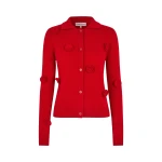 Stine Goya Button Up Long Sleeve Polo Knit in Velocity Red
