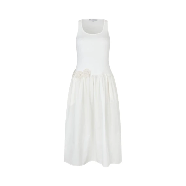 Stine Goya Casual Tank Midi Dress in Off White