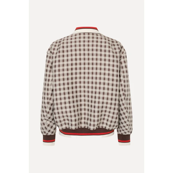 Stine Goya Collar Bomber Jacket in Checks, view 3