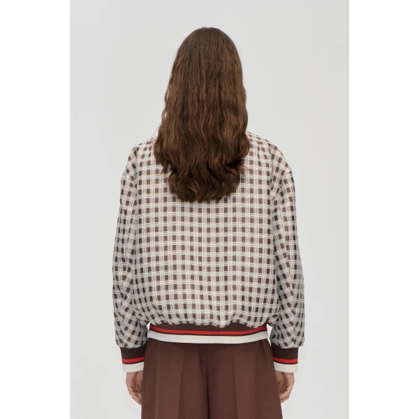 Stine Goya Collar Bomber Jacket in Checks, view 4