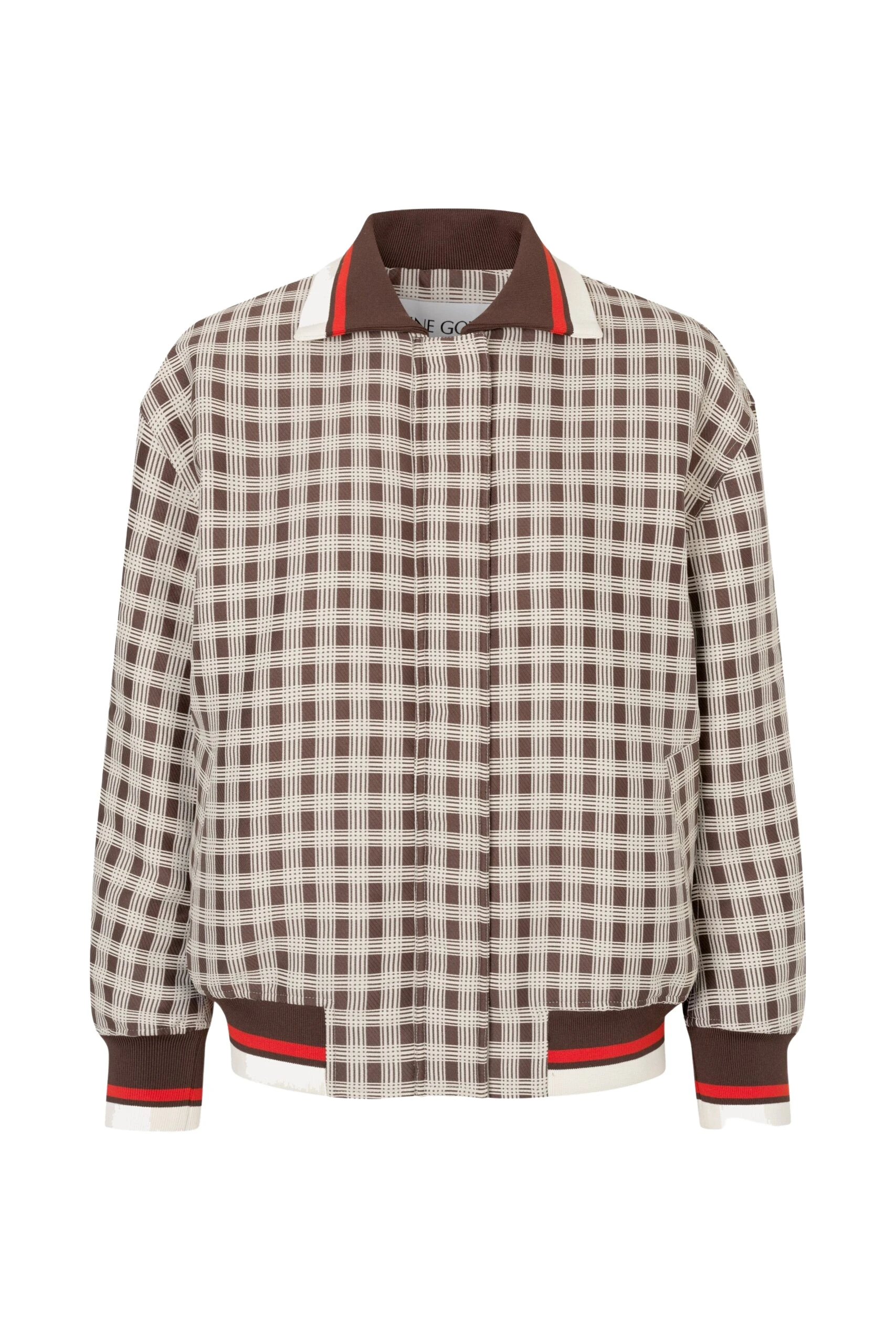 Stine Goya Collar Bomber Jacket in Checks