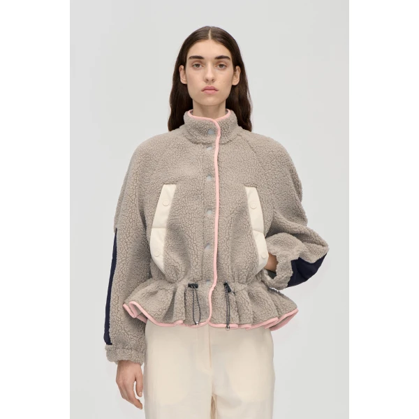 Stine Goya Dropped Shoulder Gathered Jacket in Flint Gray, view 2